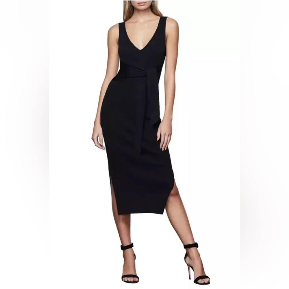 Good American Tie Waist  Ribbed Knit Sweater Dress